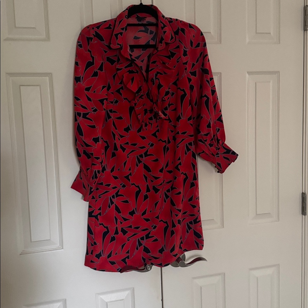 NWOT New Ann Taylor Vibrant Red and Black Long Sleeve Dress - Picture 8 of 8